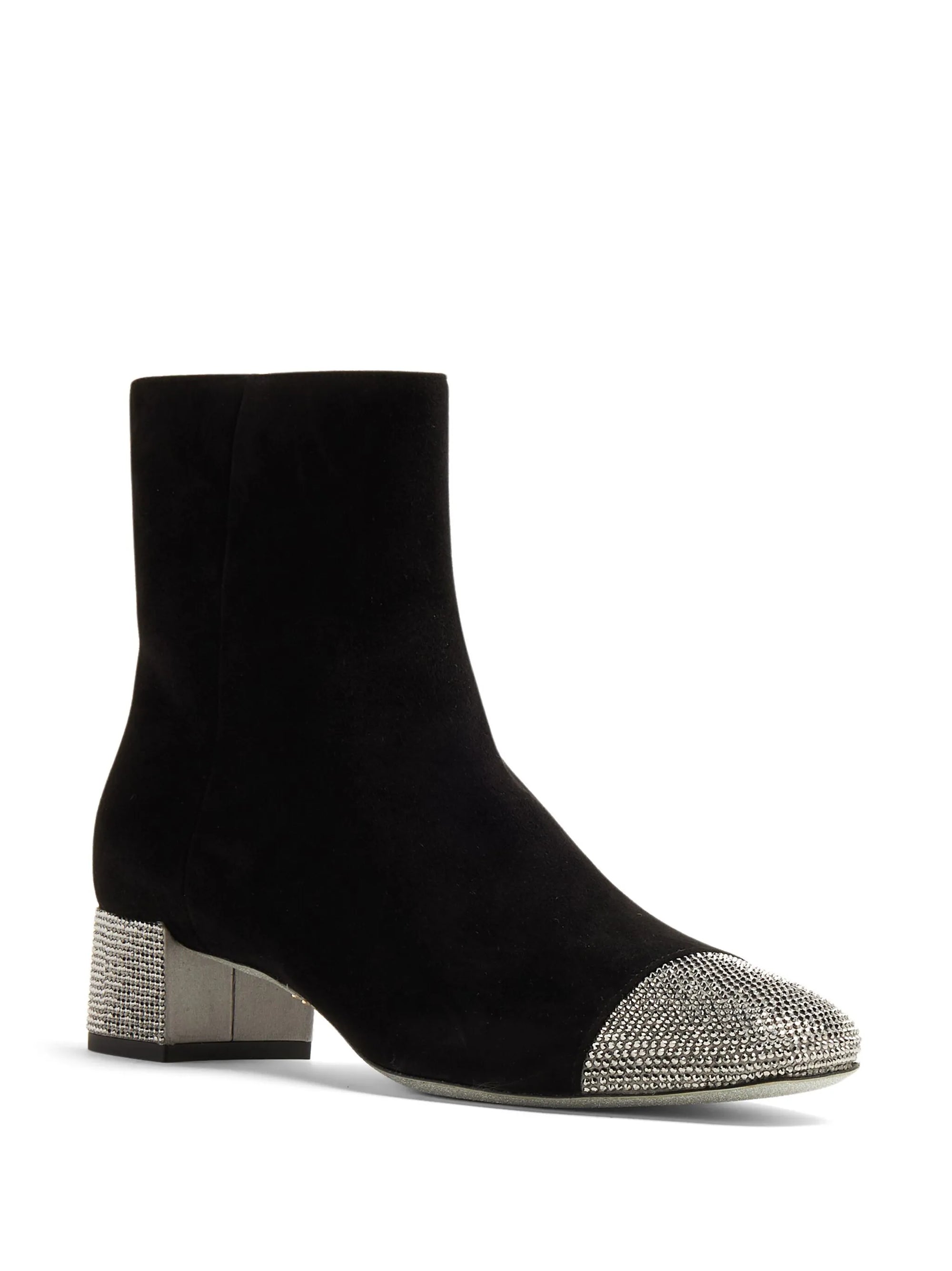 Bottines Bonne 40 à strass en daim - Nero & Jet Hematite