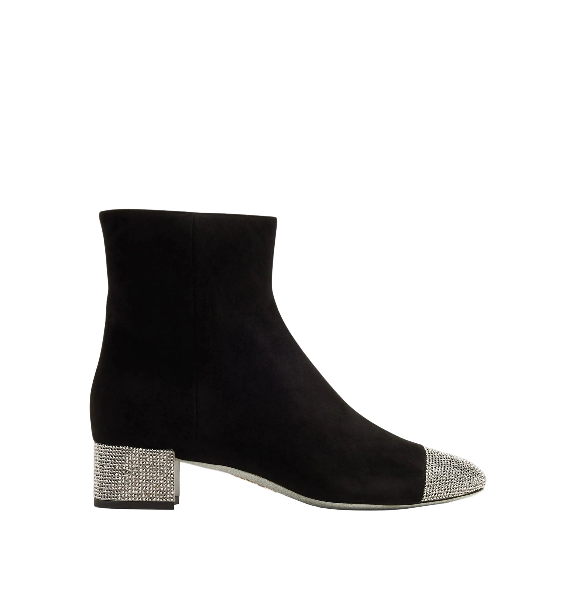 Bottines Bonne 40 à strass en daim - Nero & Jet Hematite