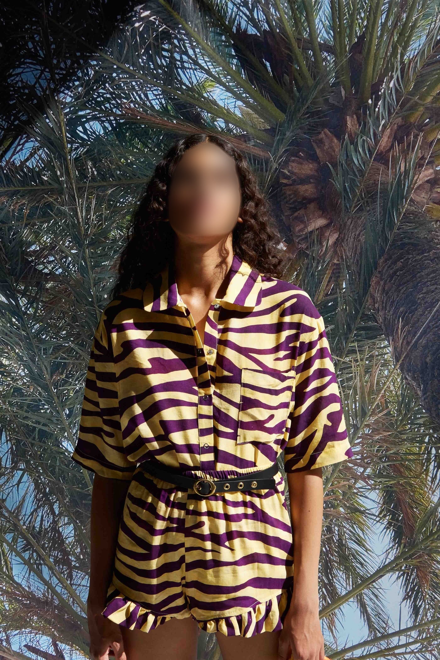 Zebra-effect Tony shirt in mixed linen - Soleil
