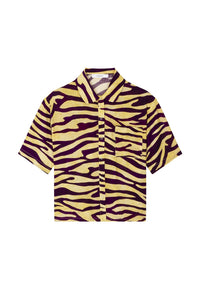 Zebra-effect Tony shirt in mixed linen - Soleil