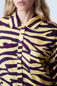 Zebra-effect Tony shirt in mixed linen - Soleil