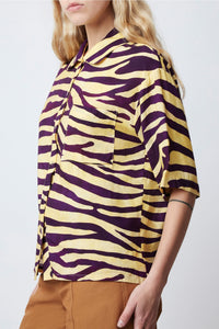 Zebra-effect Tony shirt in mixed linen - Soleil