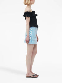 Blouse smockée à épaules dénudées - Black