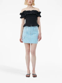 Blouse smockée à épaules dénudées - Black