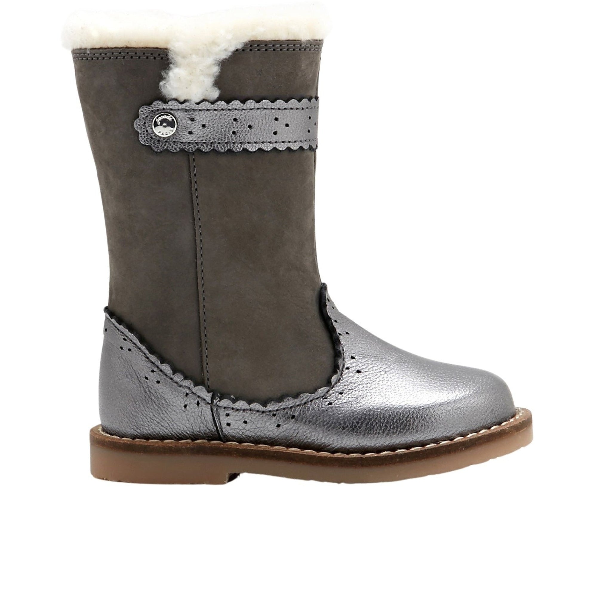 1 QTY / GRIS METAL CHAUSSURES CUIR LIONCETTE