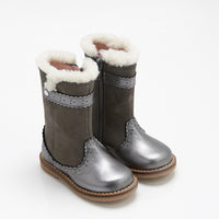 1 QTY / GRIS METAL CHAUSSURES CUIR LIONCETTE