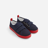 4 QTY / MARINE/ROUGE CHAUSSURES TOILE SACRIPANT