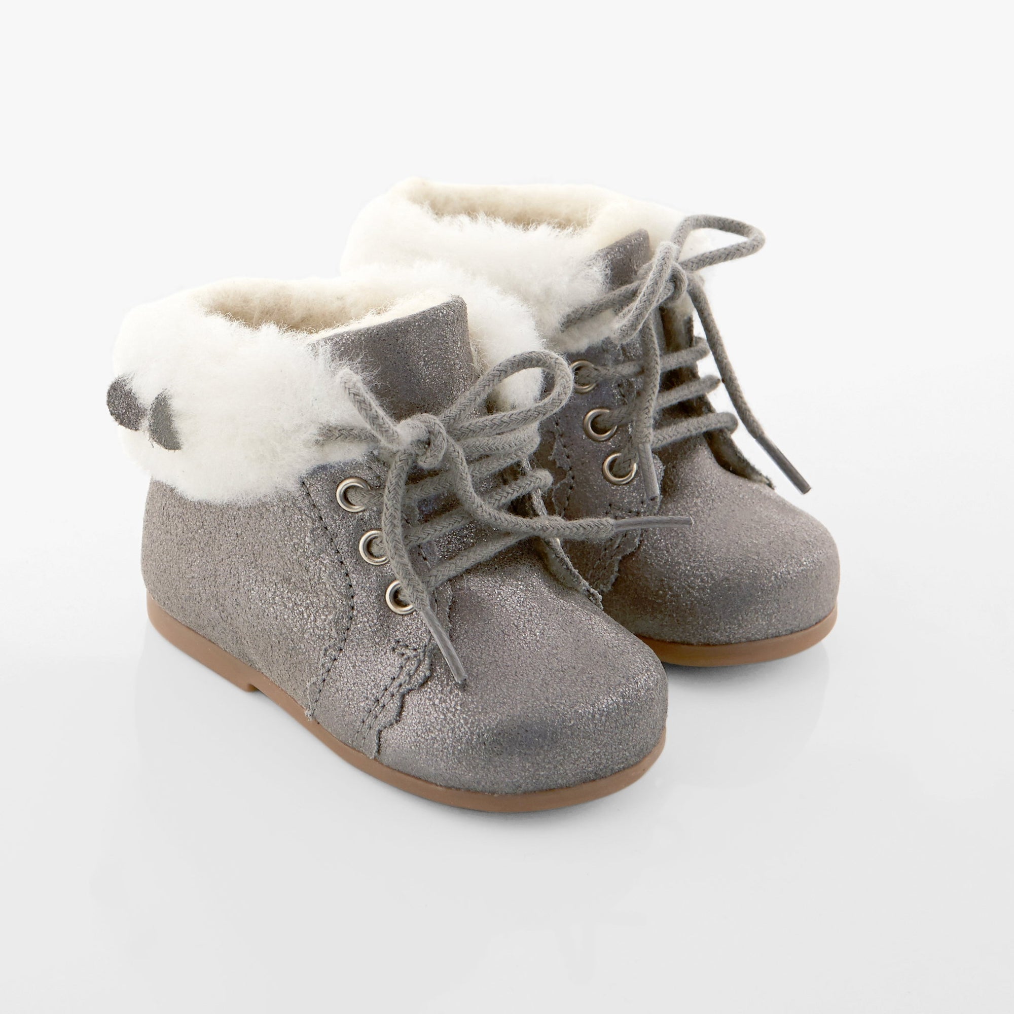 2 QTY / GRIS GRAVIER CHAUSSURES CUIR CACHETTE