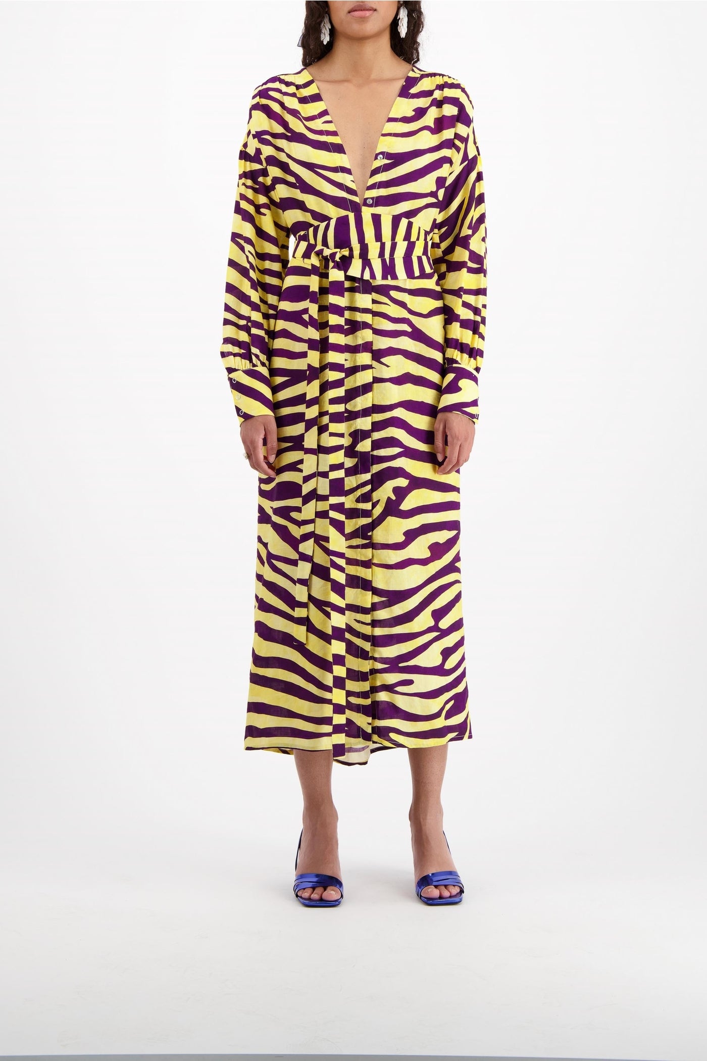 Robe midi Julian en lin mélangé - Soleil