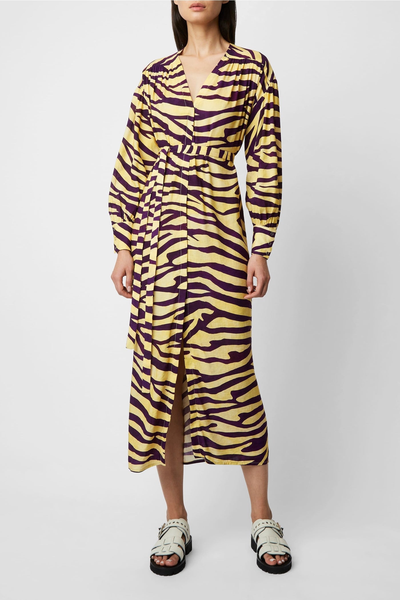Robe midi Julian en lin mélangé - Soleil