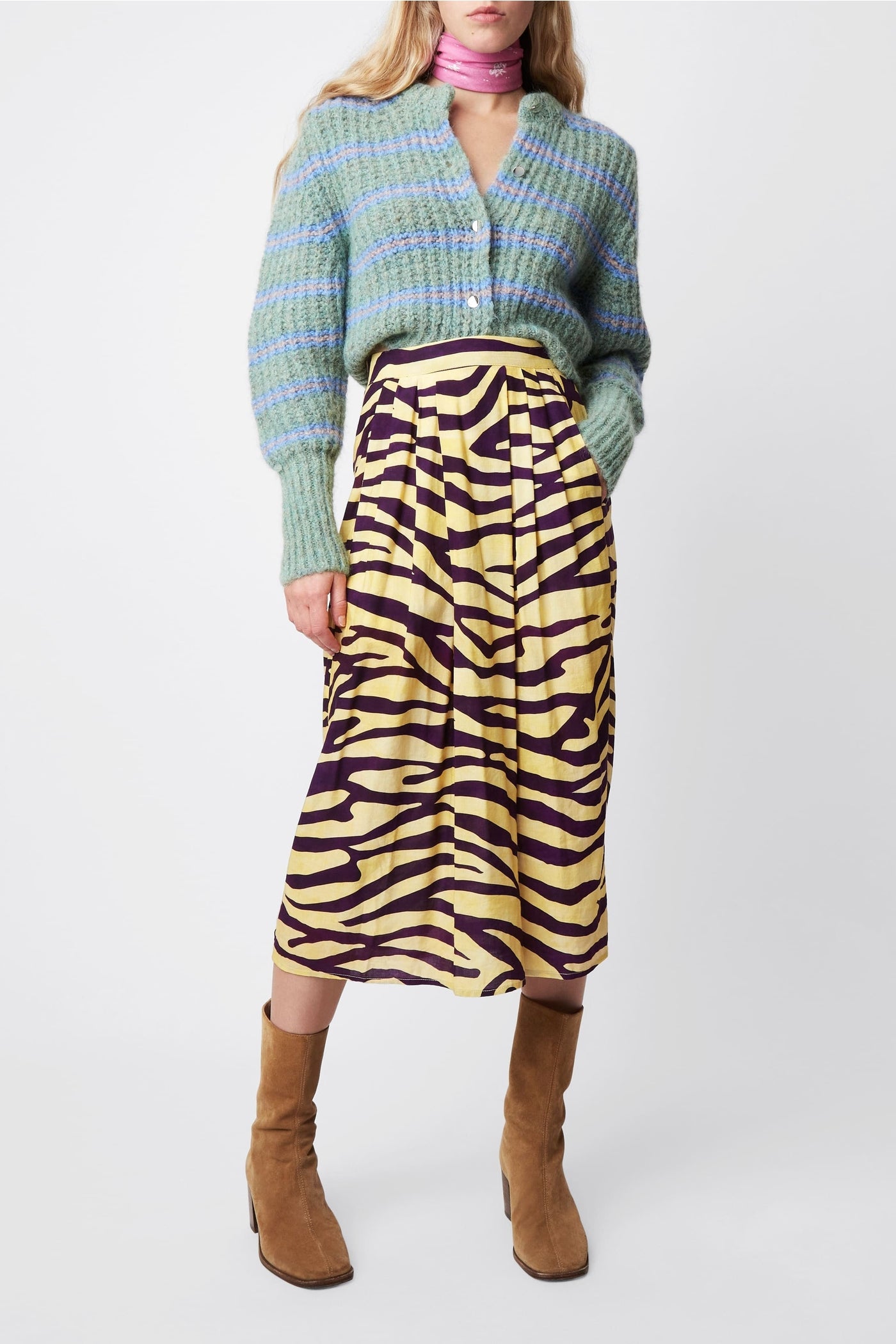 Walker skirt in zebra-effect linen mix - Soleil