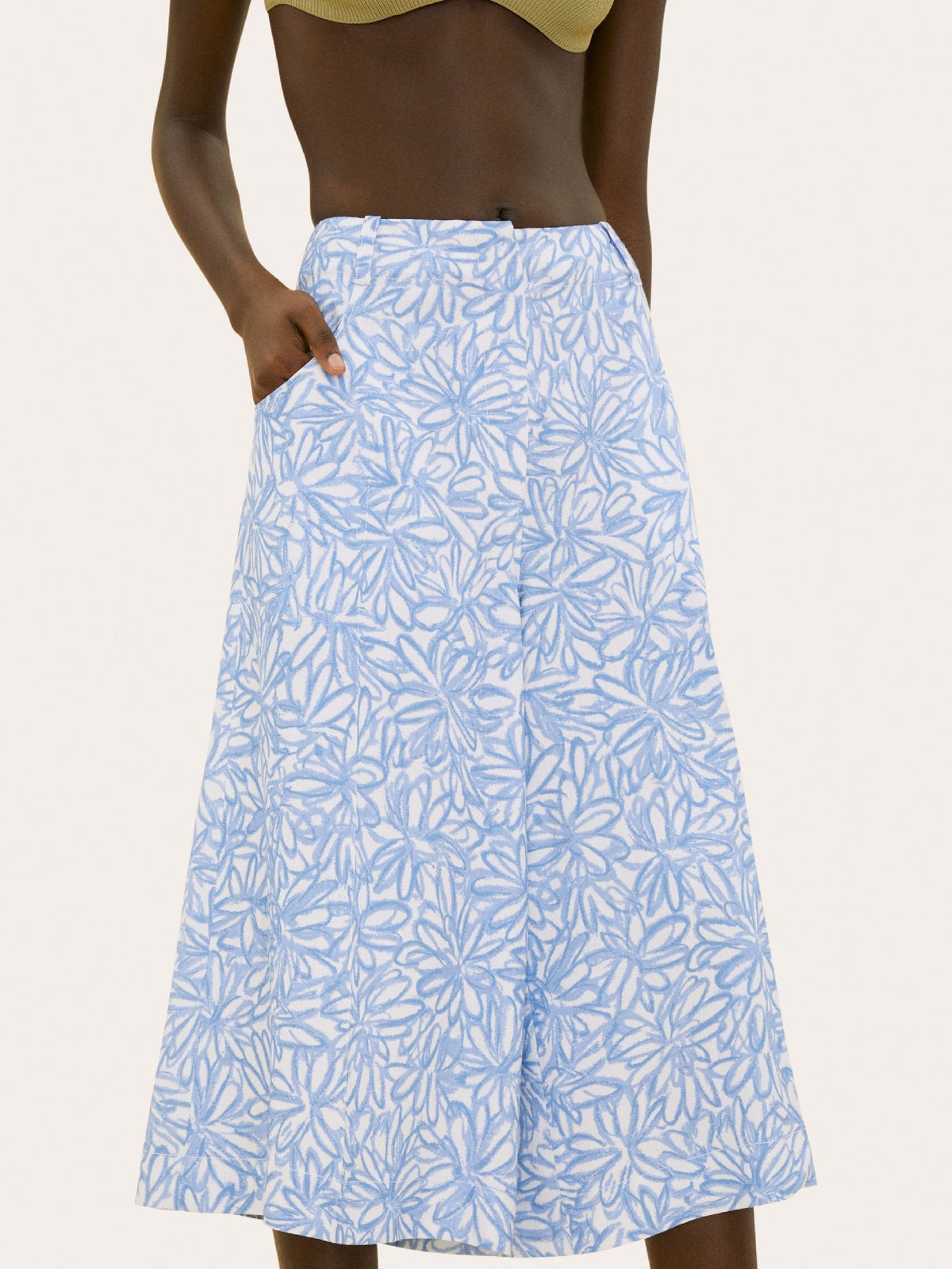 60€ / 0 sold //1 QTY / ST0%   Jupe culotte évasée - Print Blue Flowers