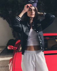 Vendome Nylon Varsity Jacket - Navy & White