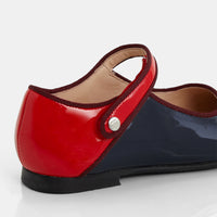 3 QTY / MARINE/ROUGE CHAUSSURES CUIR DANELLE VERNIS