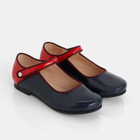 3 QTY / MARINE/ROUGE CHAUSSURES CUIR DANELLE VERNIS