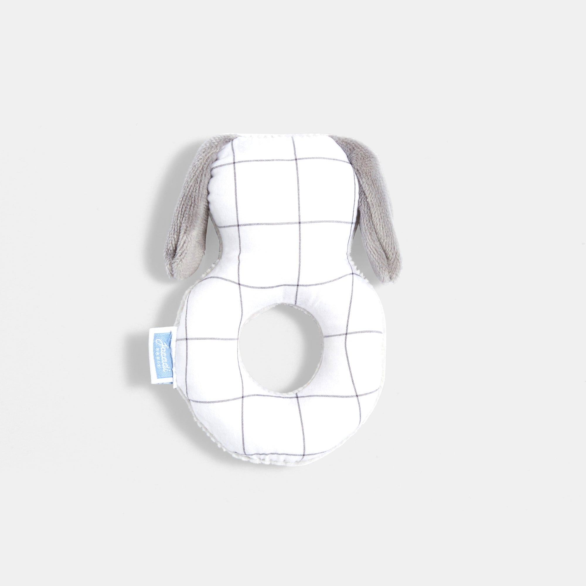 0 QTY / BLANC/GRIS PUERICULTURE JOUETS HOCHET CHIEN CARREAUX PETIT PARIS