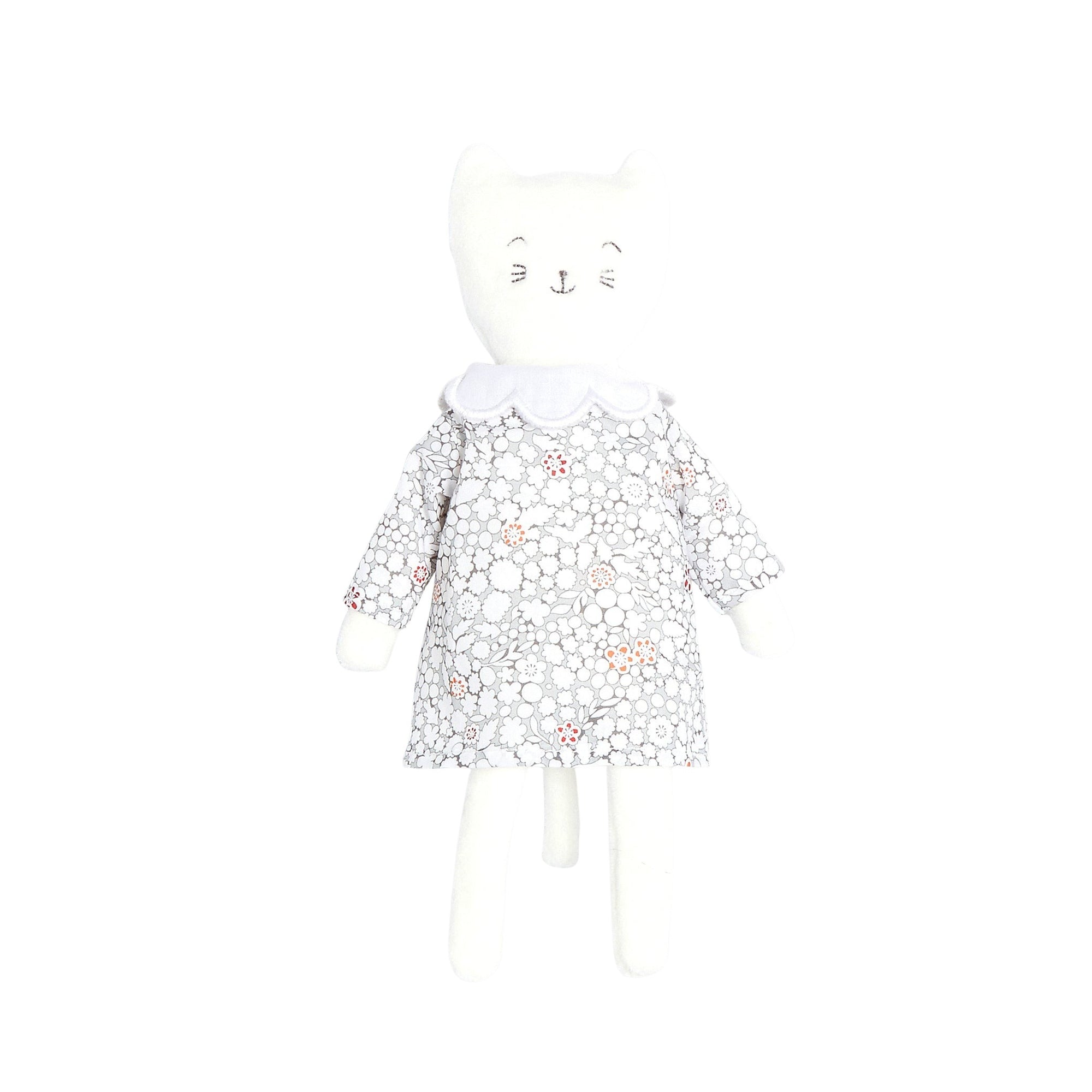 134 QTY / BLANC/MULTICO PUERICULTURE JOUETS PELUCHE CHAT PM LIBERTY PETIT PARIS