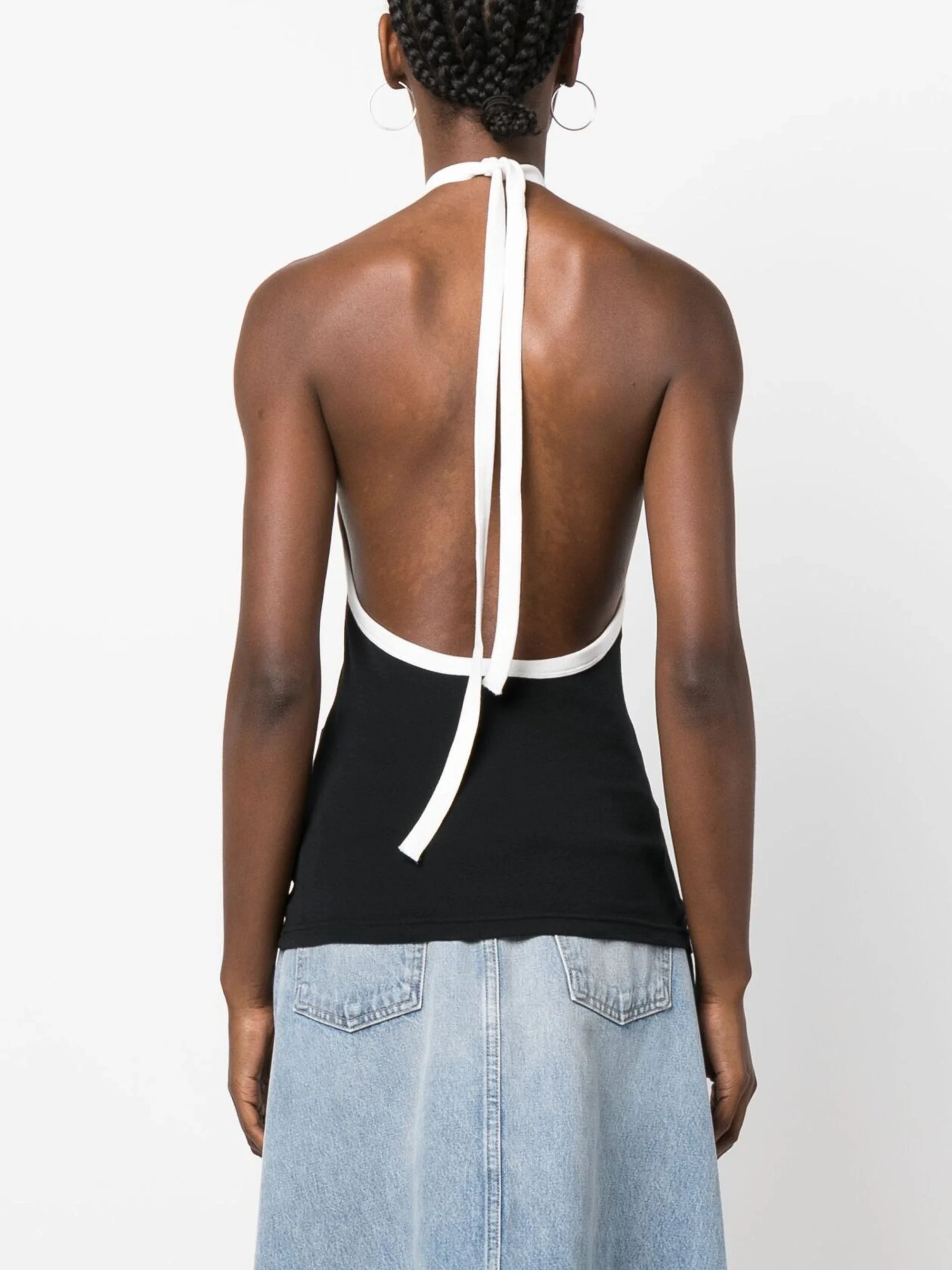 6pcs RELIQUAT 75€ / Top chocker contraste - Black & Heritage white