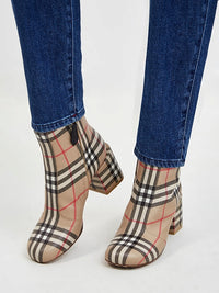 Vintage check block heel boots - Archive Beige Check