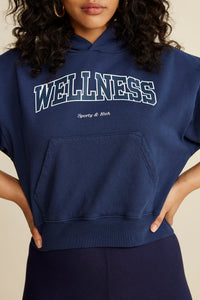 Sweat à capuche court Wellness Ivy à poche - Navy