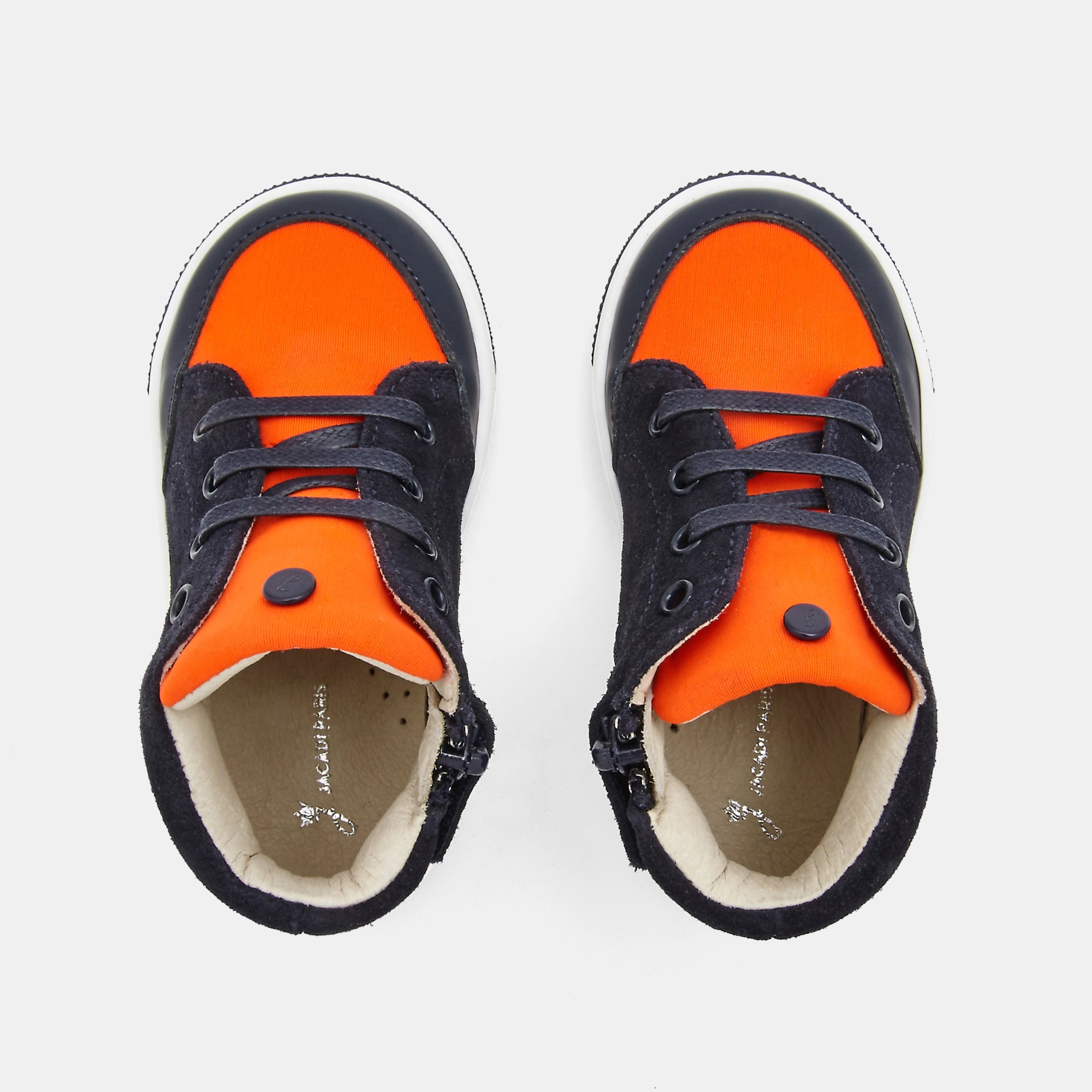 2 QTY / MARINE/ORANGE CHAUSSURES CUIR EUGENE