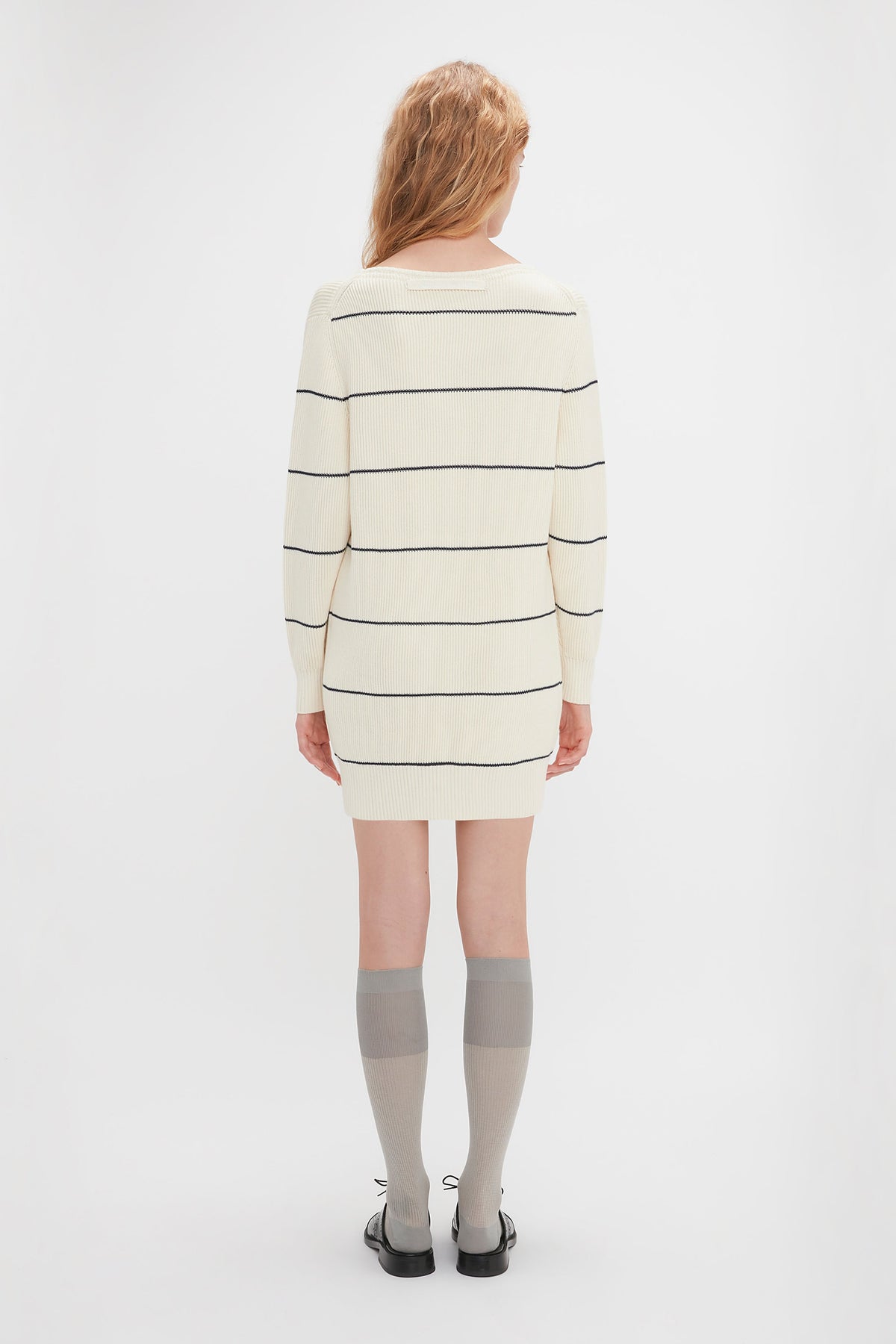 Frame Detail Jumper Dress - Natural/Navy