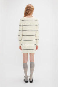 Frame Detail Jumper Dress - Natural/Navy