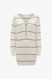 Frame Detail Jumper Dress - Natural/Navy