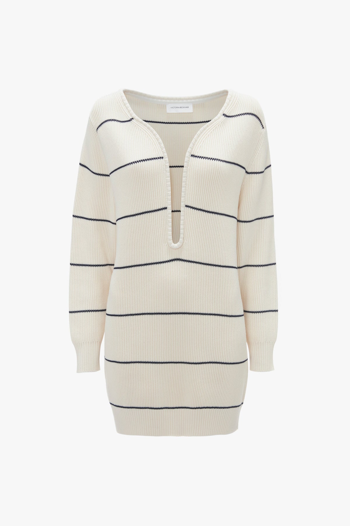 Frame Detail Jumper Dress - Natural/Navy