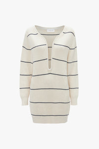 Frame Detail Jumper Dress - Natural/Navy