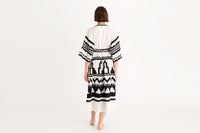 BLANC/NOIR PLUME ROBE LONGUE
