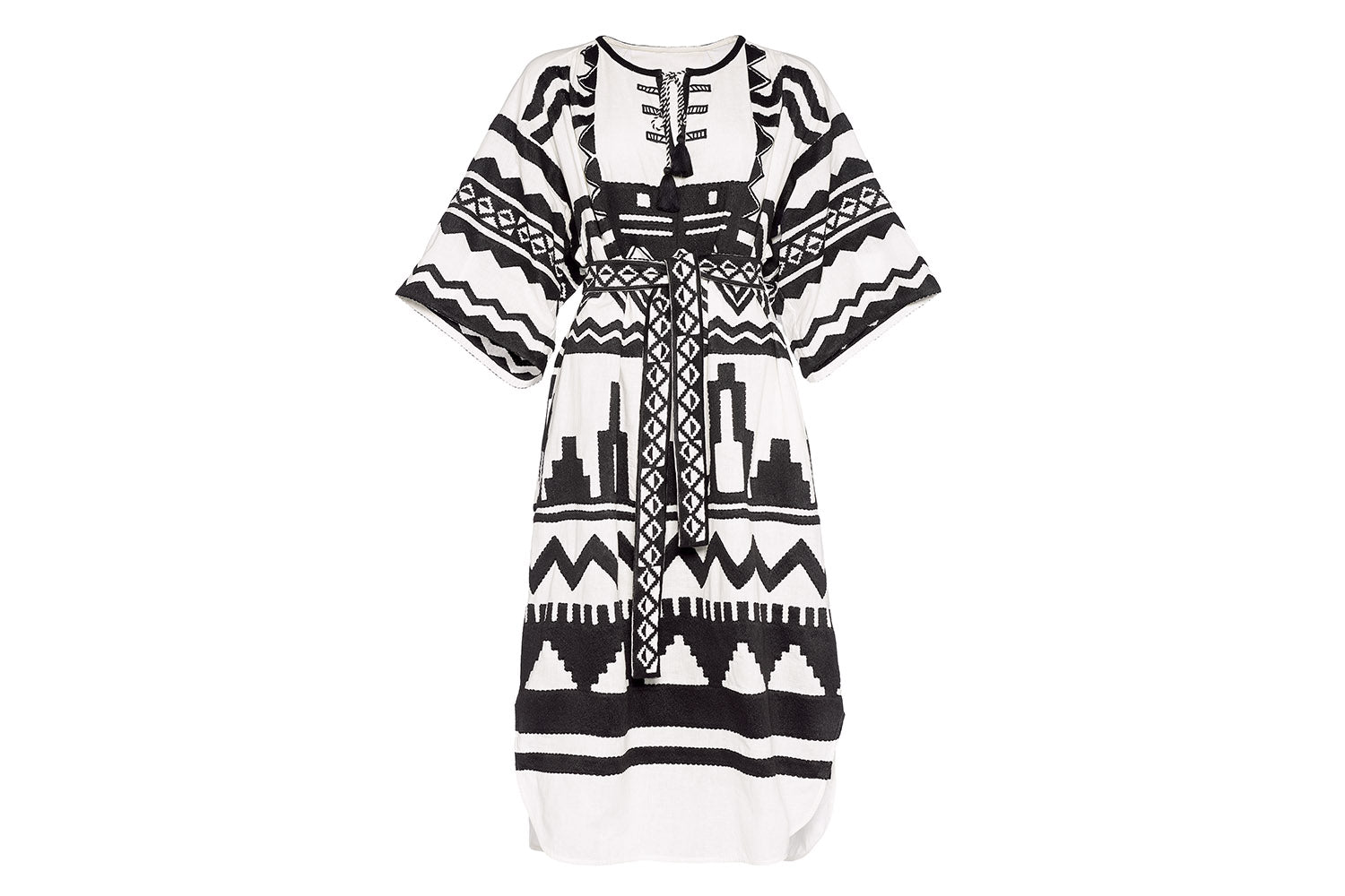 BLANC/NOIR PLUME ROBE LONGUE