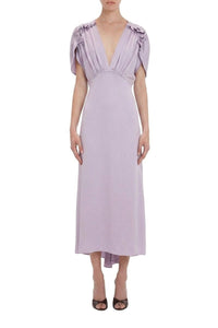 V-Neck Ruffle Midi Dress - Petunia