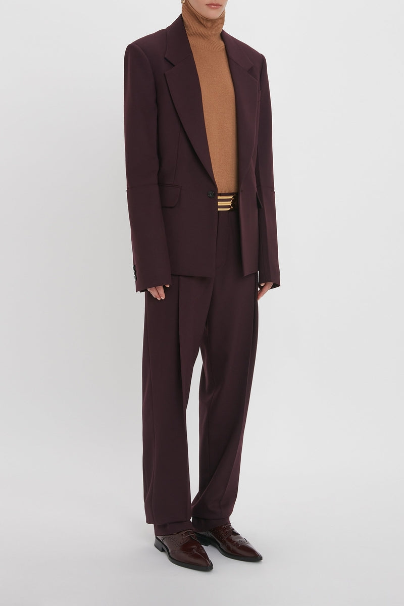 Sleeve Detail Patch Pocket Jacket - Deep Mahogany