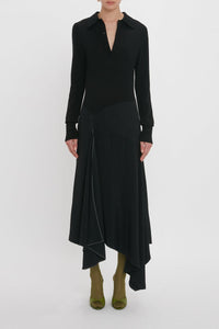 Henley Shirt Dress - Black / Black