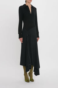 Henley Shirt Dress - Black / Black