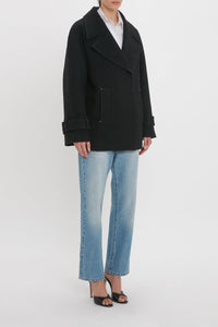 Oversized Pea Coat - Black