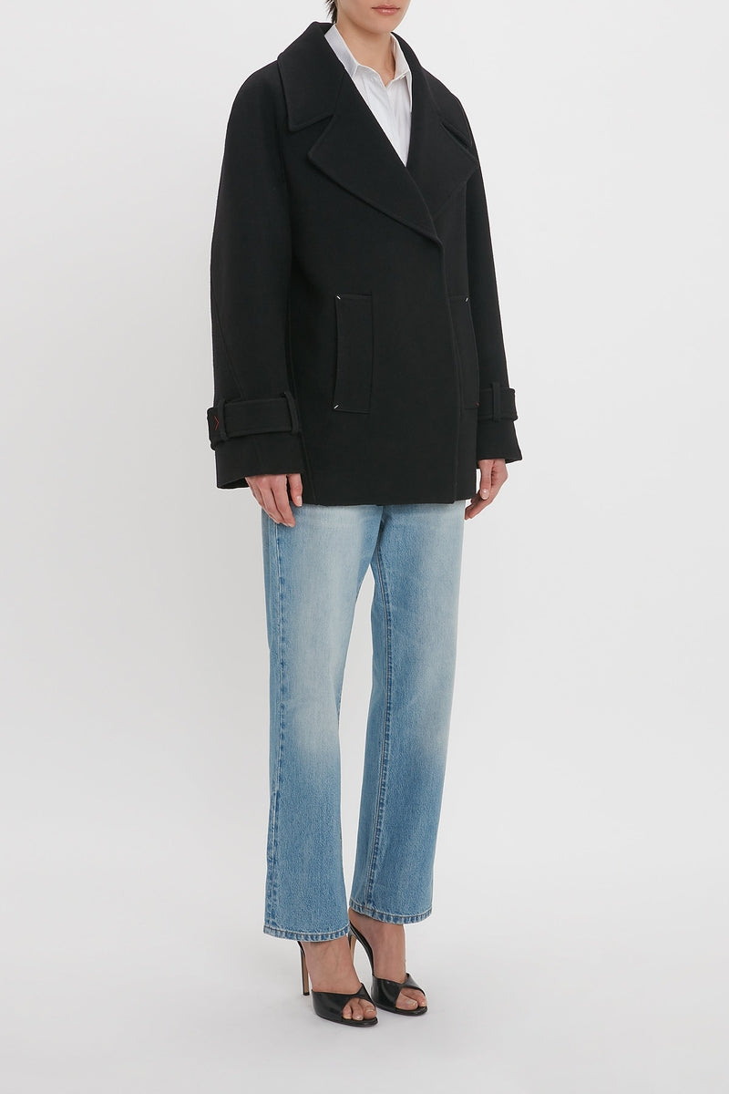Oversized Pea Coat - Black