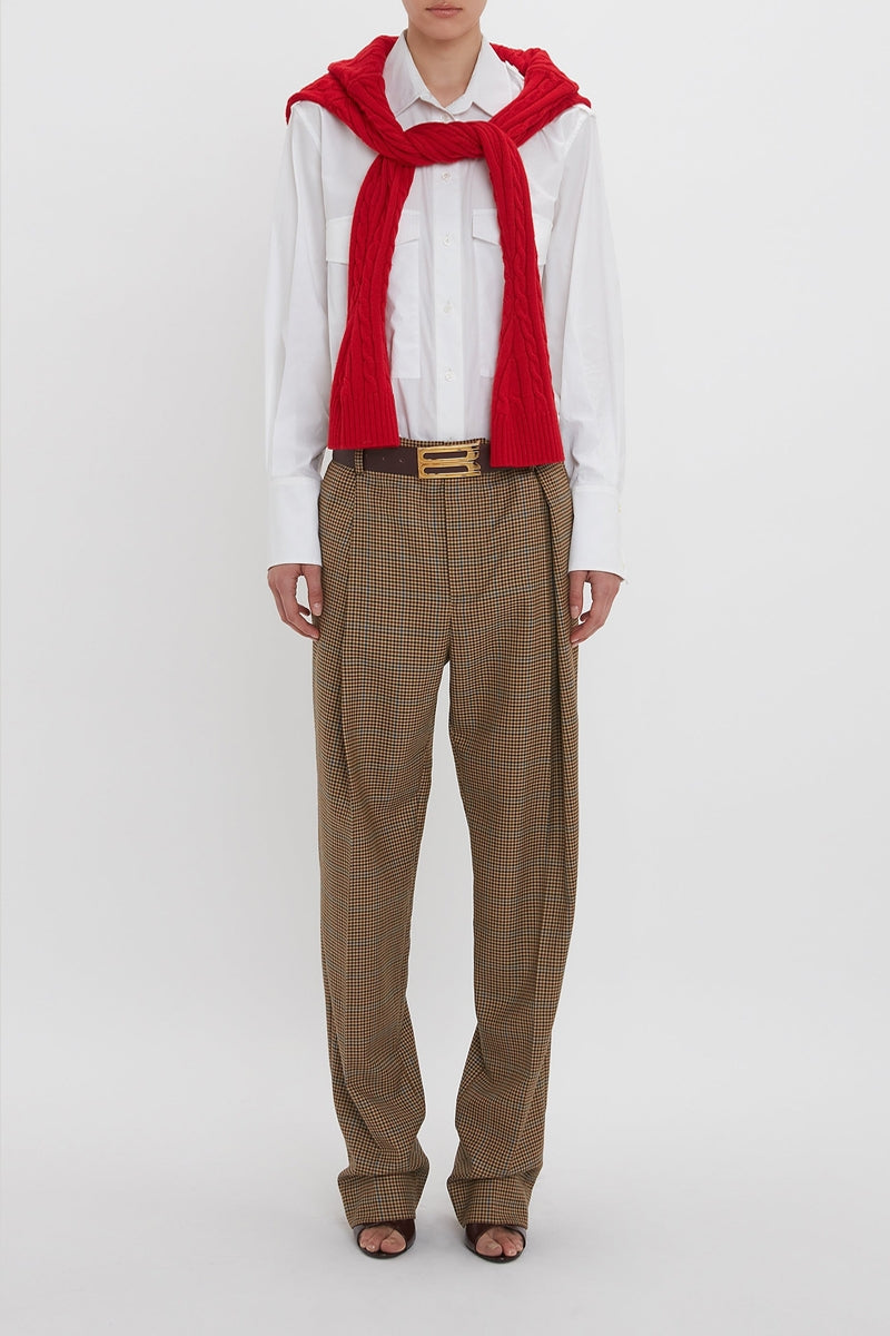 Asymmetric Chino Trouser - Tobacco/Multi