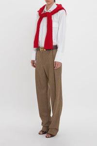 Asymmetric Chino Trouser - Tobacco/Multi