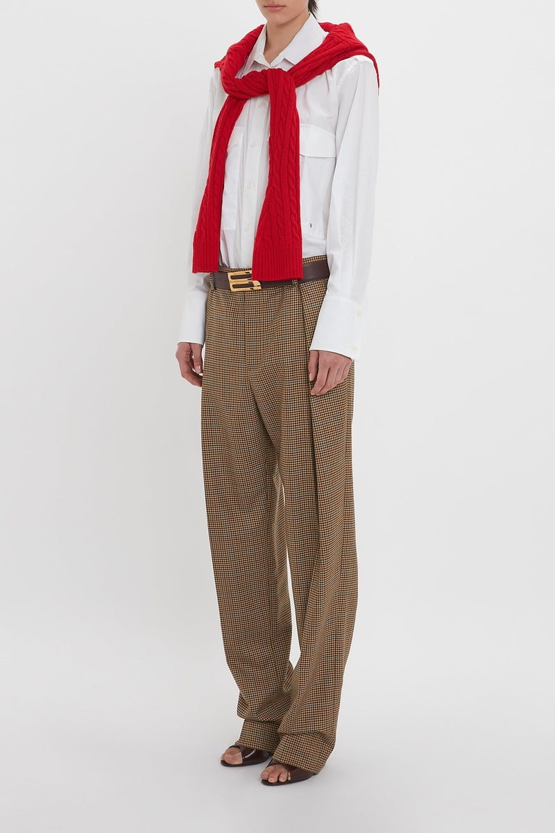Asymmetric Chino Trouser - Tobacco/Multi