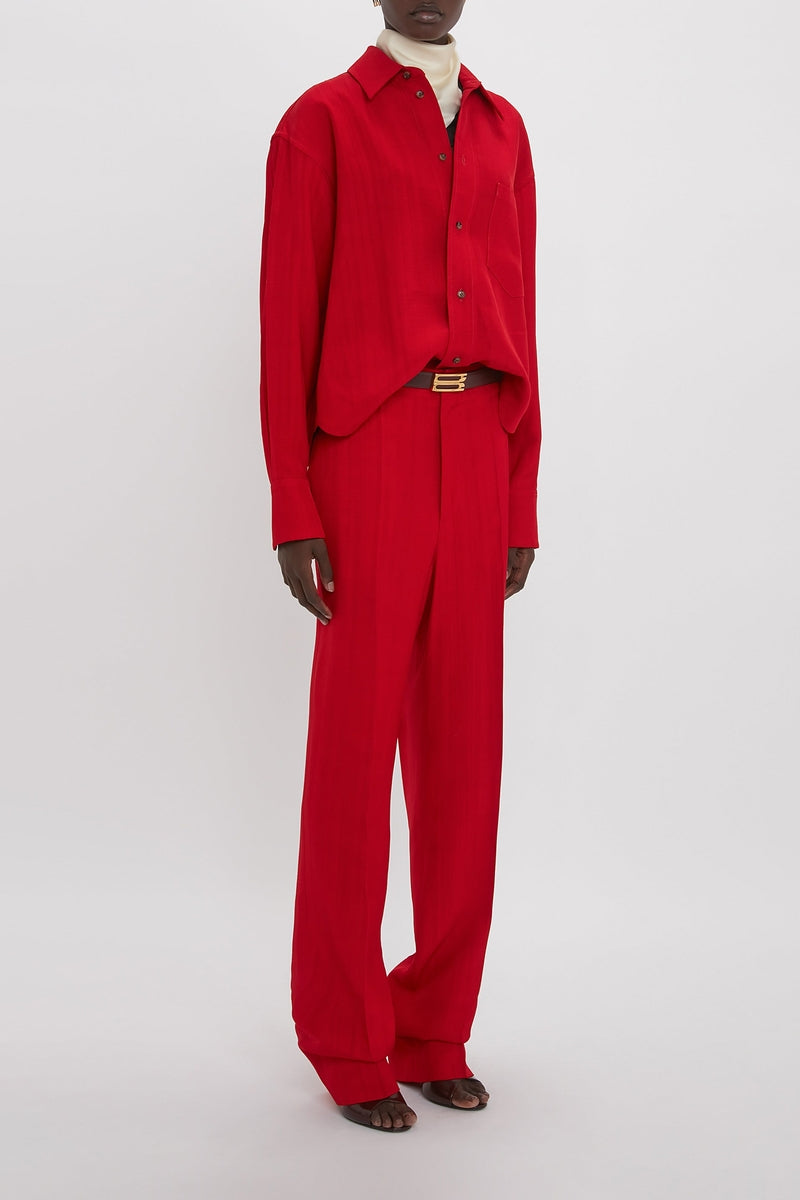 Cropped Long Sleeve Shirt - Carmine