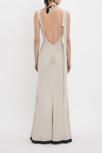 V-Neck Gathered Waist Gown - Bone
