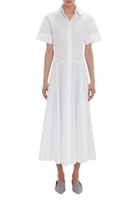 Panelled Shirt Dress - White