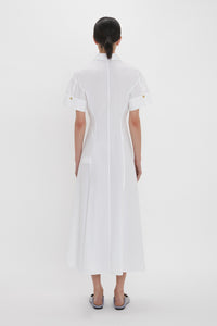 Panelled Shirt Dress - White