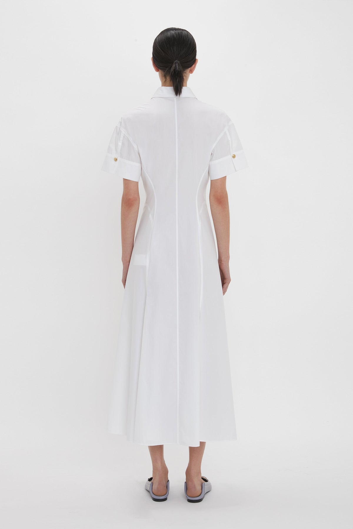 Panelled Shirt Dress - White