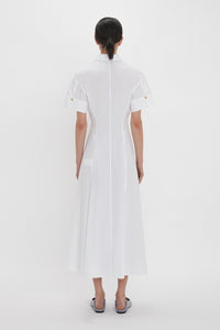 Panelled Shirt Dress - White