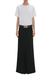 Floor Length Box Pleat Skirt - Black