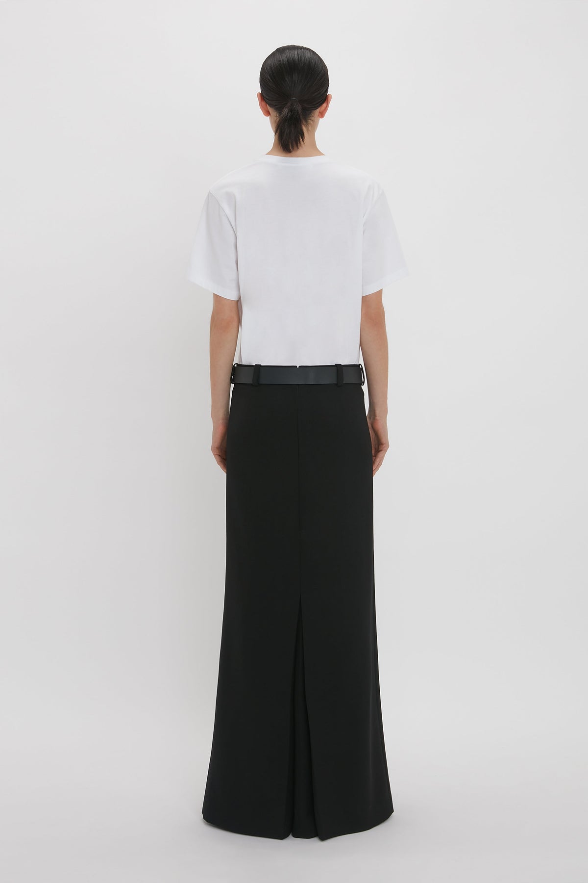 Floor Length Box Pleat Skirt - Black