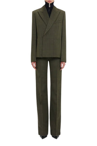 Double Breasted Slant Shoulder Jacket - Dark Fern